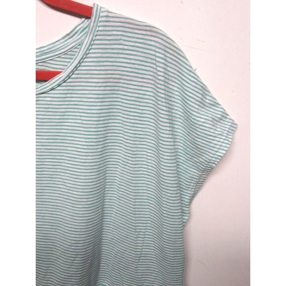 Terra & Sky Womens Peplum Tshirt Top Plus 1X (16W-18W) Blue Striped pullover cap - Picture 5 of 15